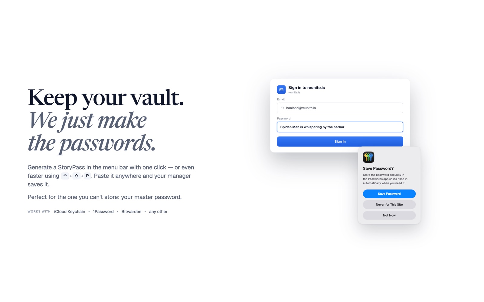 Paste it straight into the field in front of you; your password manager stores it as usual.